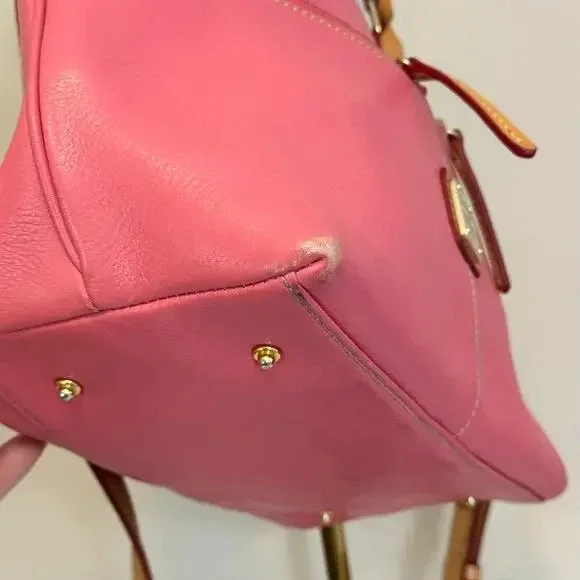 Dooney and Bourke Dillen Satchel Crossbody Bag Bubble Pink Double Pocket Leather - Picture 6 of 9